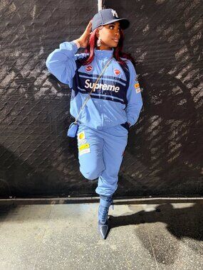 Supreme Blue Tracksuit Set Size L | Racing Logo Jacket & Pants Set